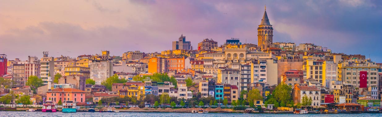 Istanbul cityscape in Turkey with Galata Tower.